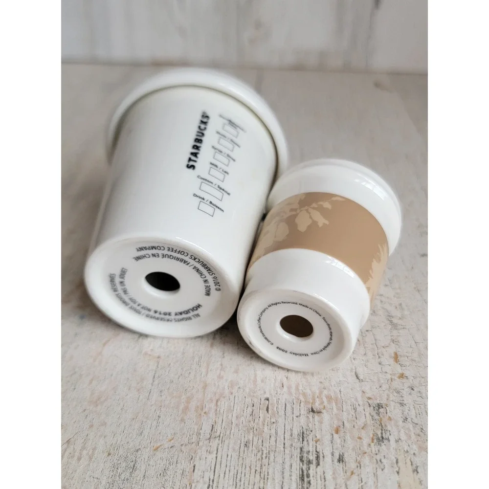 Starbucks coffee ceramic beige hot sleeve Xmas ornament set home